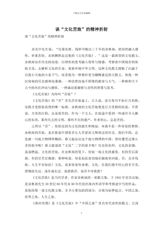 谈“文化苦旅”的精神折射