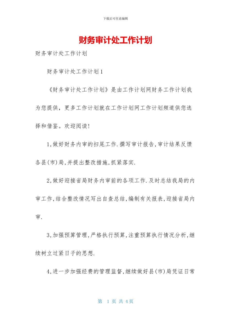 财务审计处工作计划-1_第1页