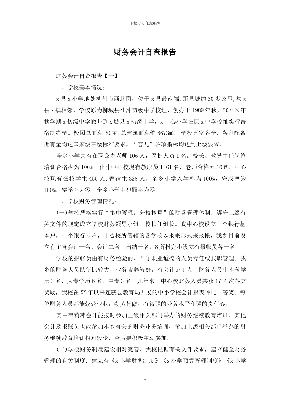 财务会计自查报告_第1页