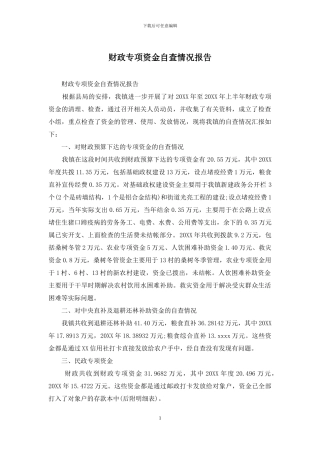 财政专项资金自查情况报告