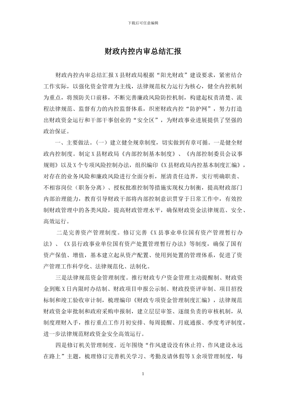 财政内控内审总结汇报_第1页