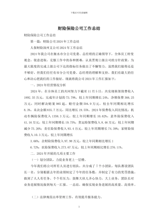财险保险公司工作总结