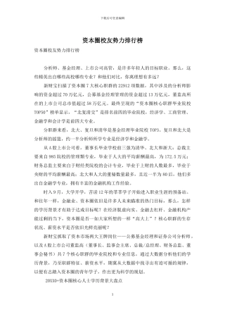 资本圈校友势力排行榜