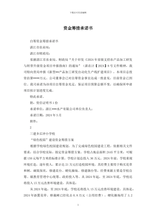 资金筹措承诺书
