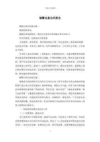 辅警自查自纠报告