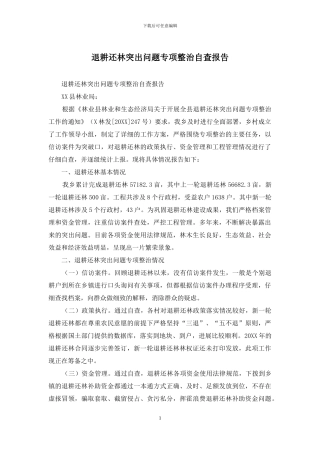 退耕还林突出问题专项整治自查报告