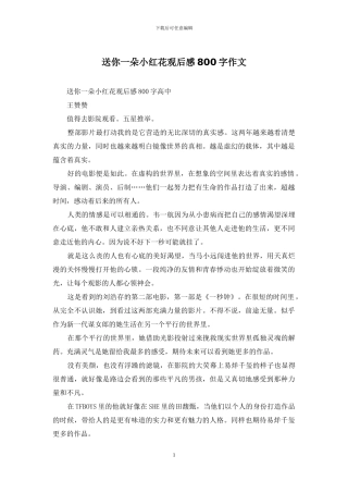 送你一朵小红花观后感800字作文