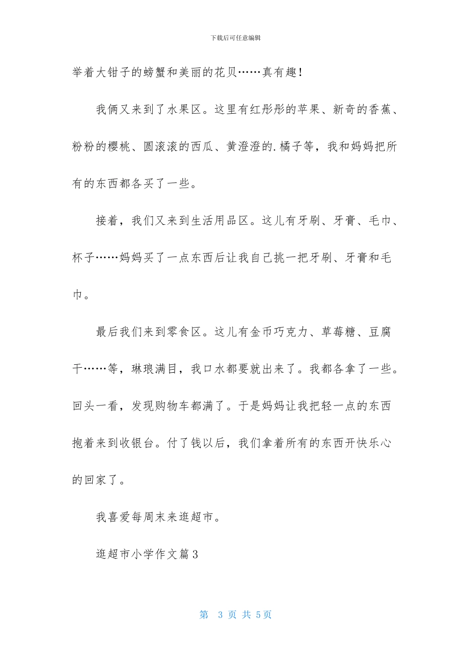 逛超市小学作文三篇_第3页
