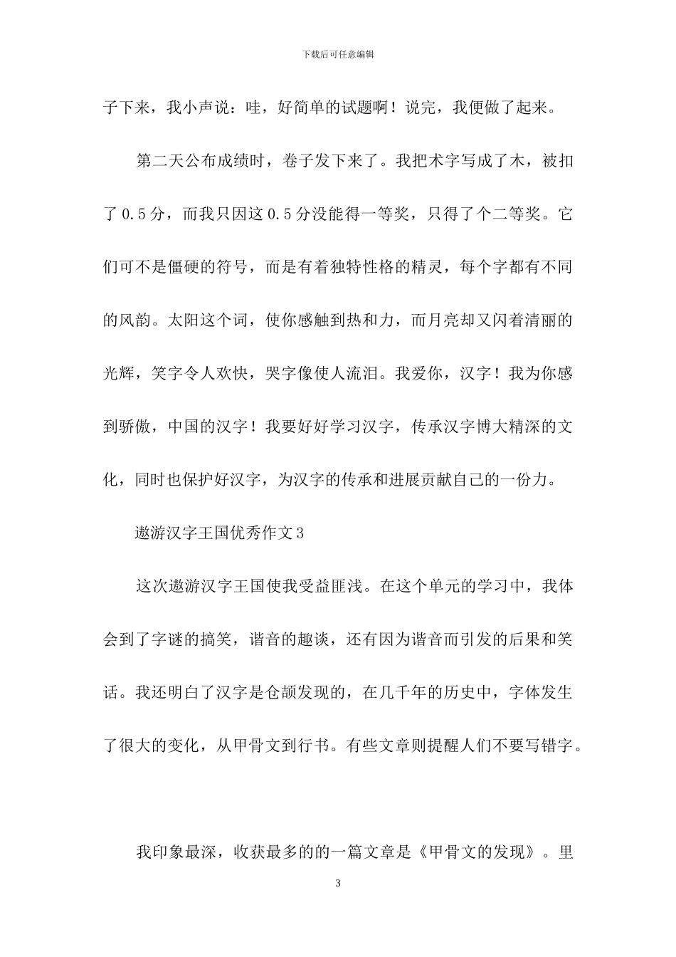 遨游汉字王国优秀作文_第3页