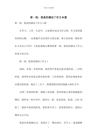那一刻-我真的感动了作文4篇
