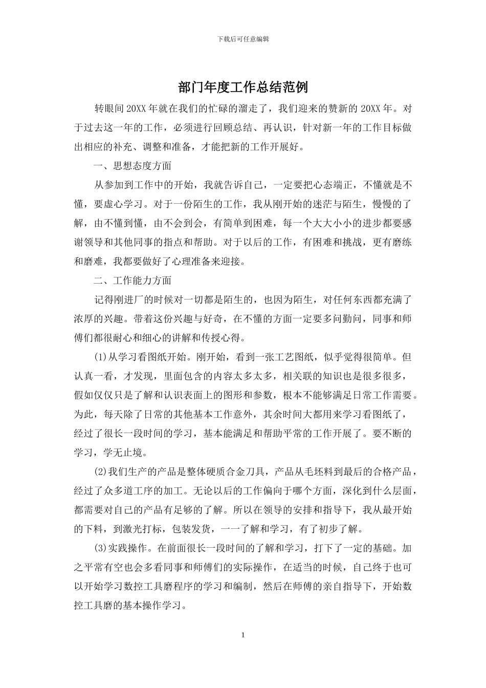 部门年度工作总结范例_第1页