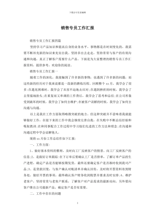 销售专员工作汇报