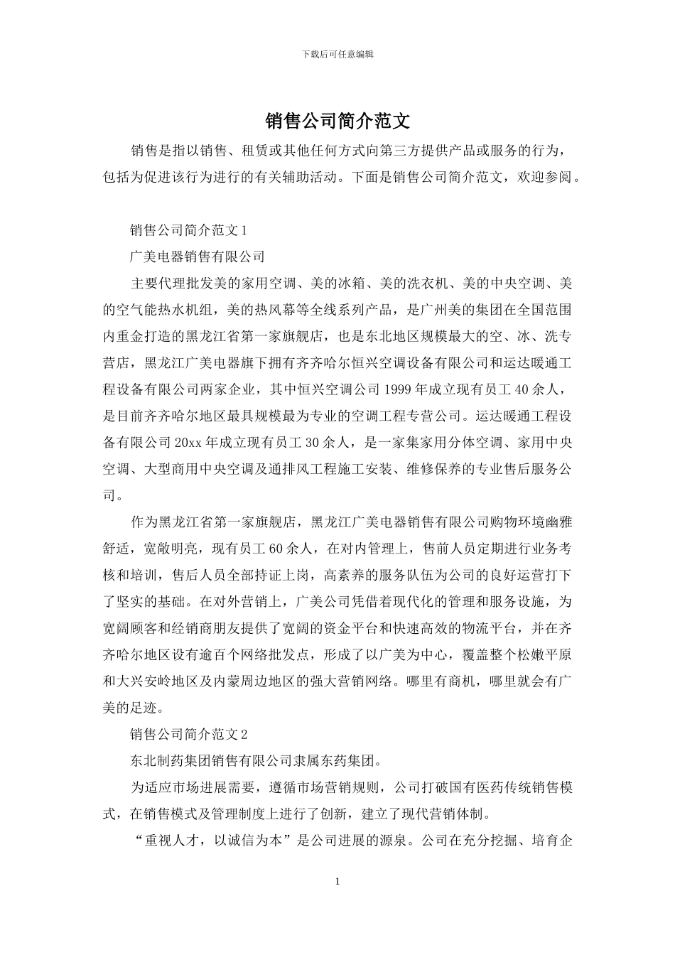 销售公司简介范文_第1页