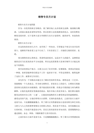 销售专员月计划
