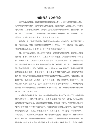 销售员实习心得体会