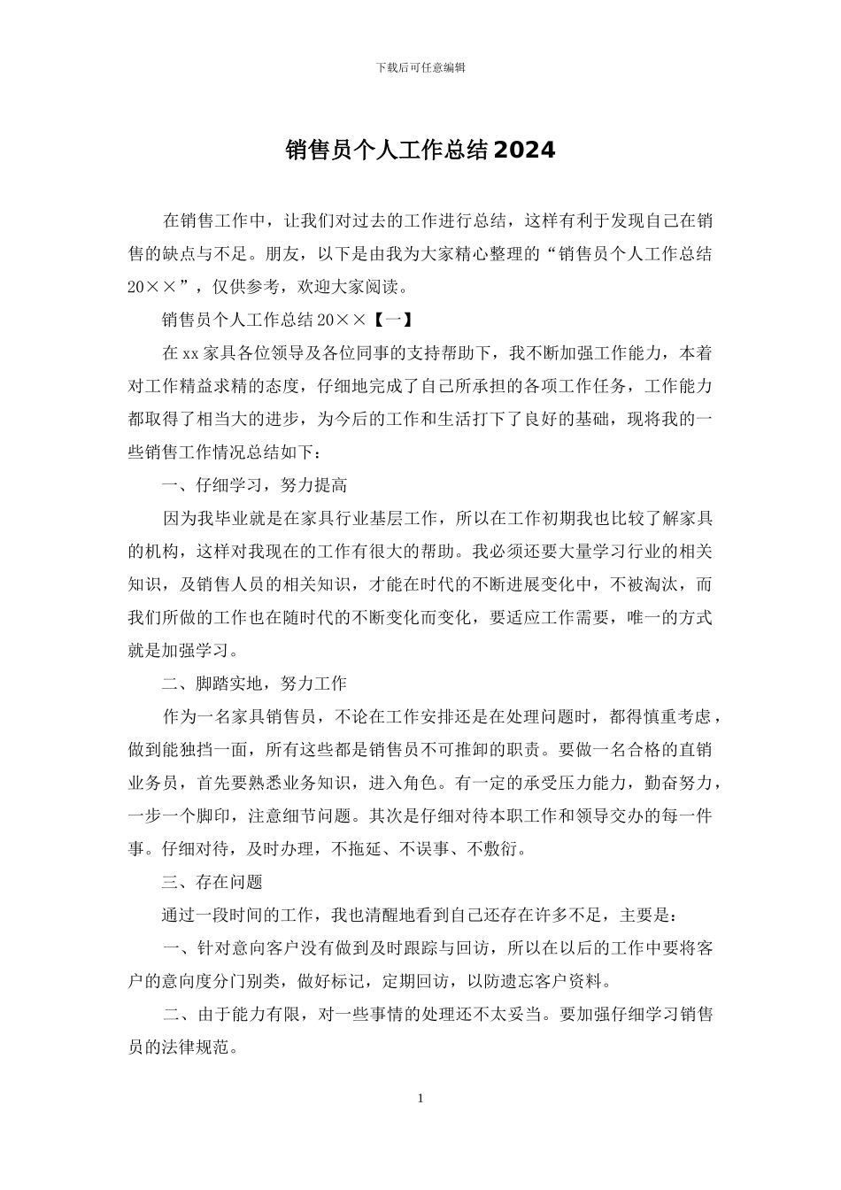 销售员个人工作总结2024_第1页