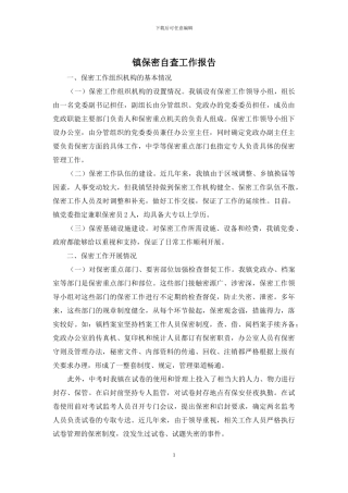 镇保密自查工作报告