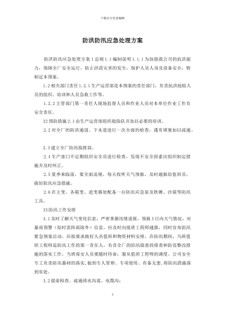 防洪防汛应急处理方案