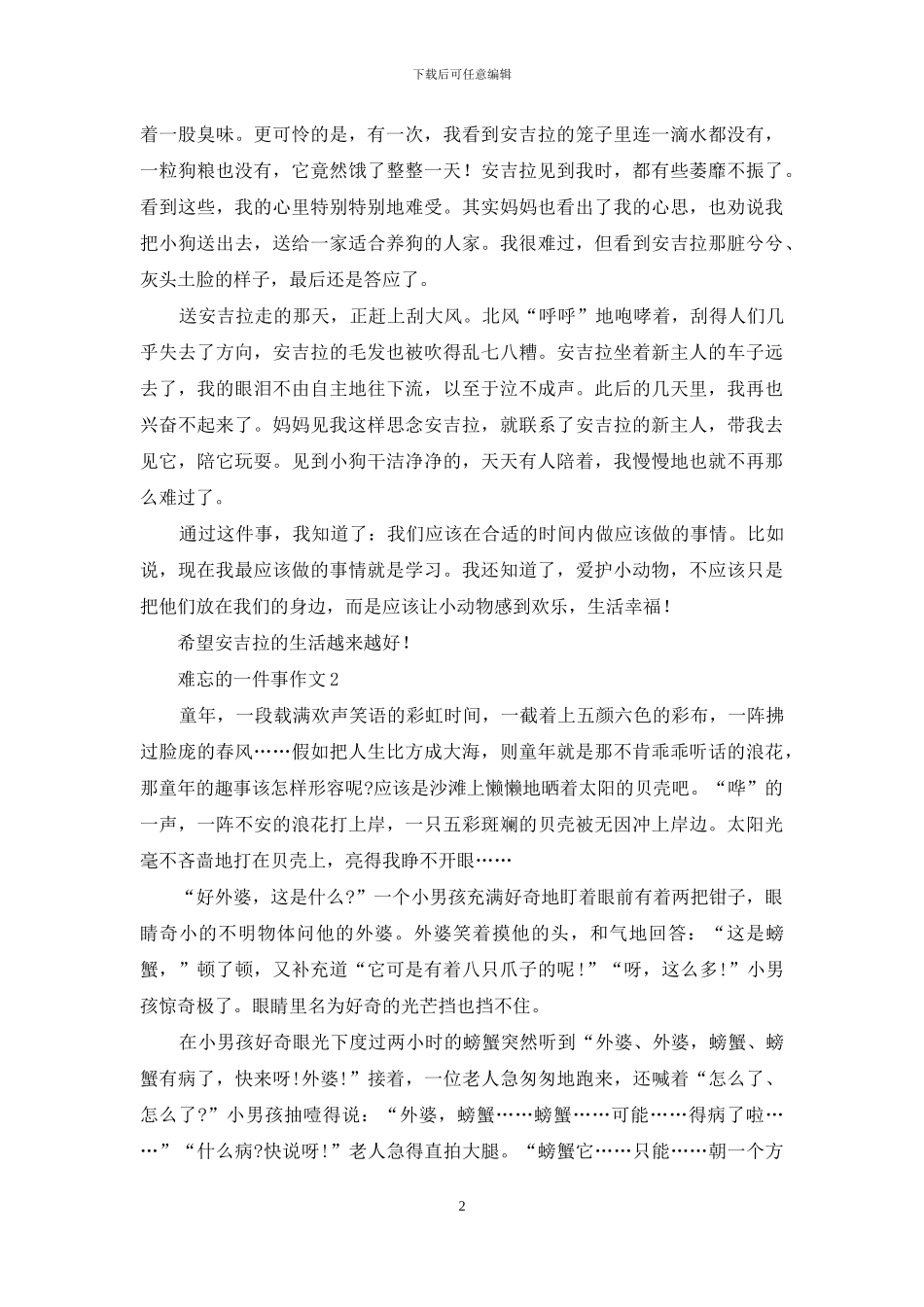 难忘的一件事作文-15篇_第2页