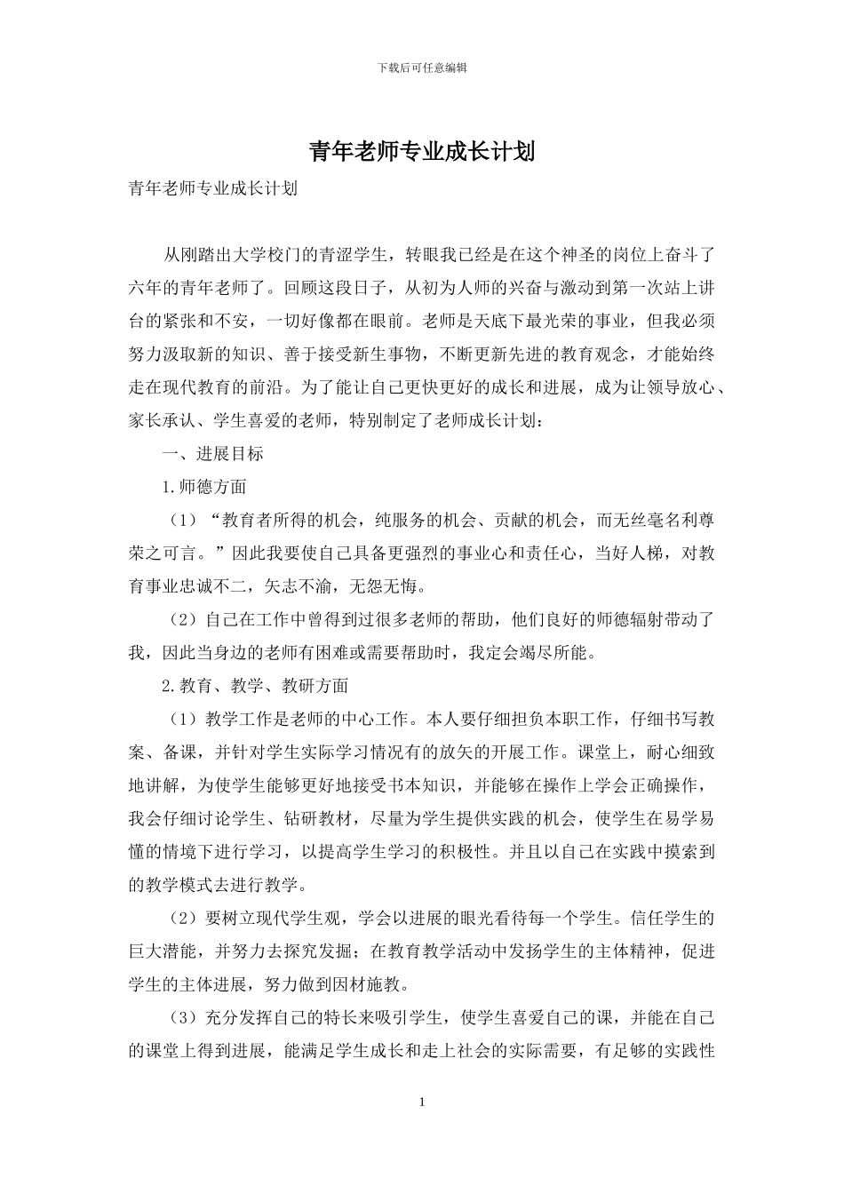 青年教师专业成长计划_第1页
