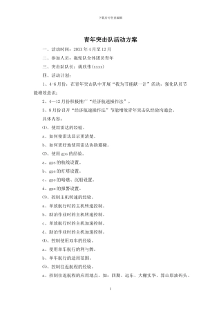 青年突击队活动方案