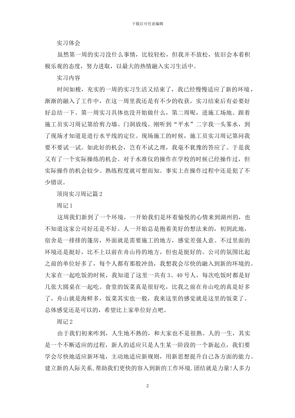 顶岗实习周记汇编九篇_第2页