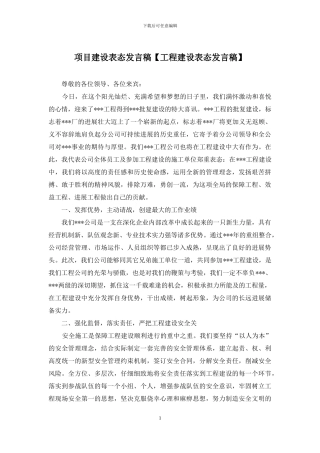 项目建设表态发言稿