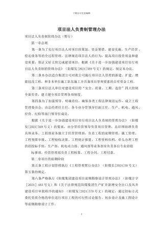 项目法人负责制管理办法