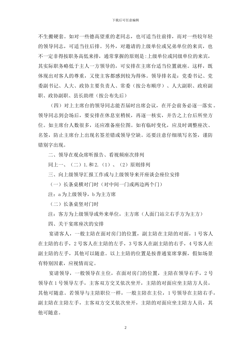领导在主席台上就座时、宴会时、仪式时、乘车时的座次安排_第2页