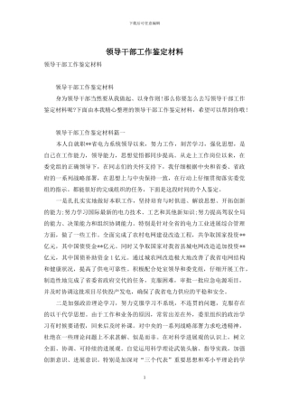 领导干部工作鉴定材料