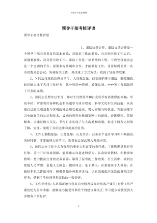 领导干部考核评语