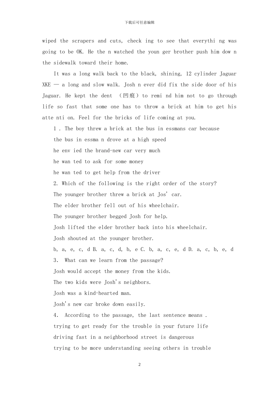 高三英语阅读理解复习题6_第2页