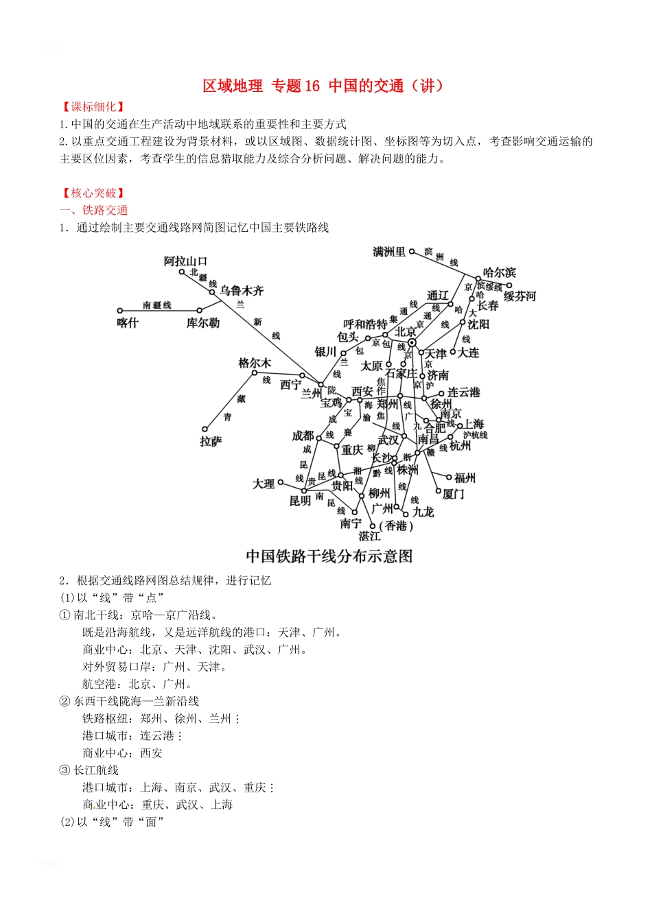 高中地理-区域地理-专题16-中国的交通新人教版必修3_第1页