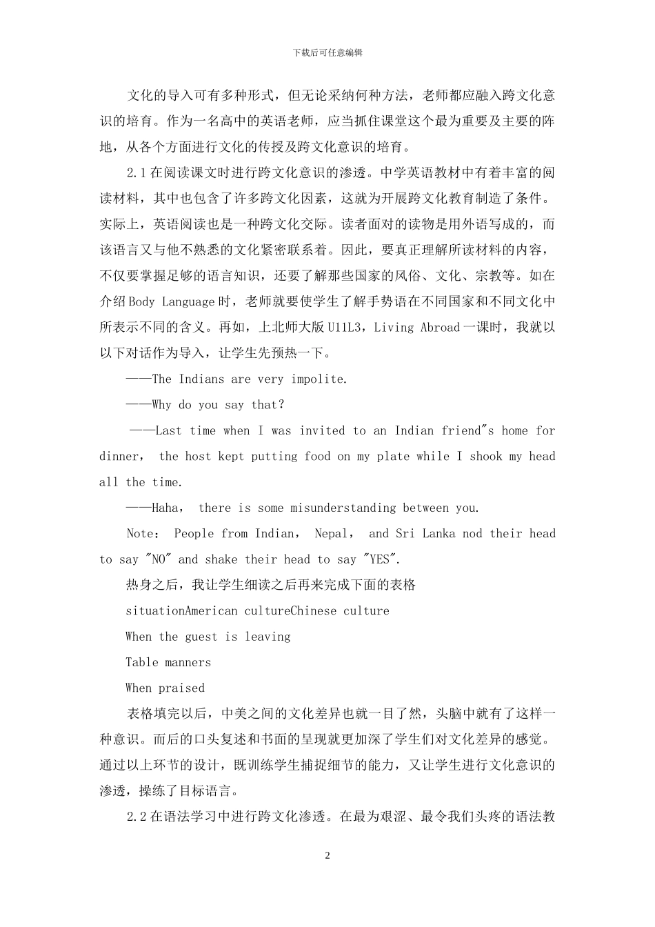 高中英语教学中如何培养学生的跨文化意识_第2页