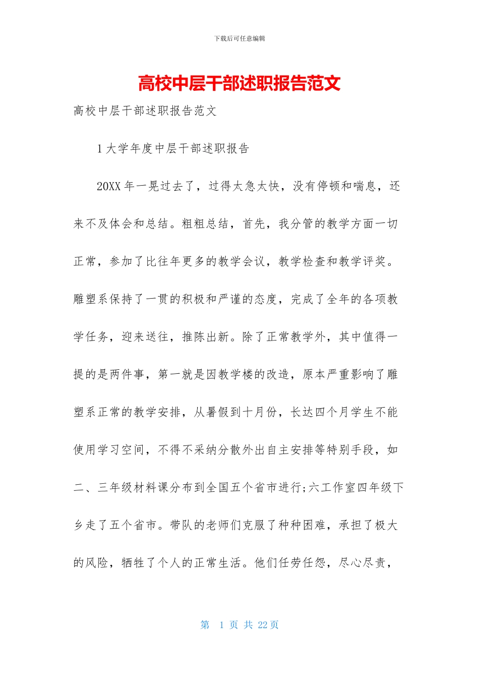 高校中层干部述职报告范文_第1页