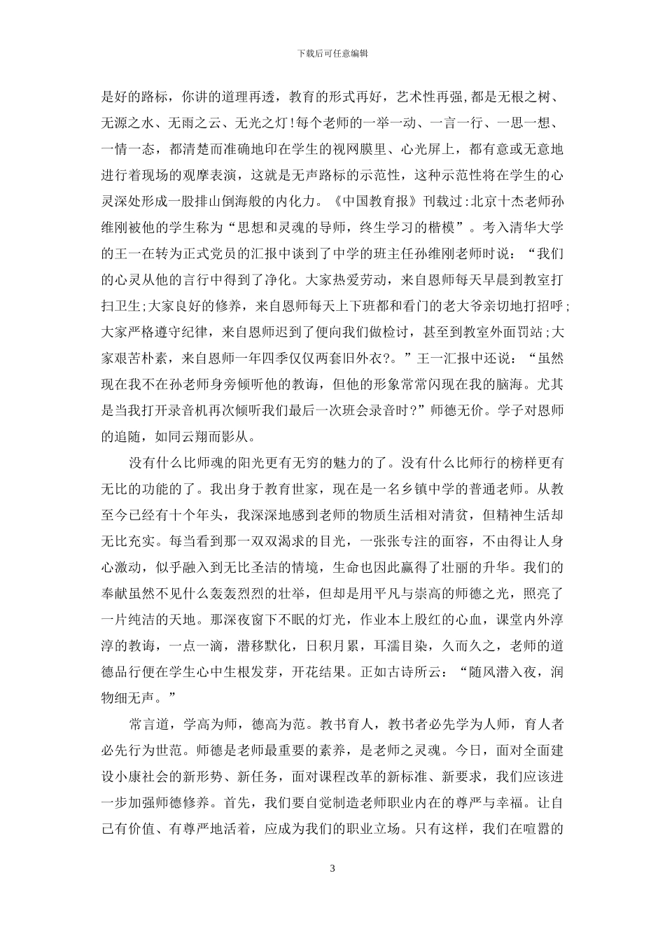 高校师德师风演讲稿大全_第3页