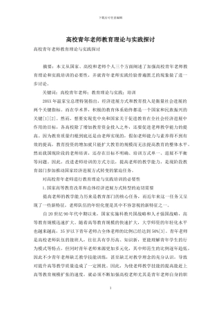 高校青年教师教育理论与实践探讨