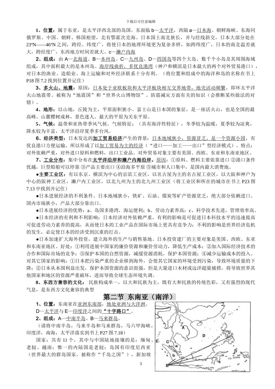 鲁教版六年级地理下册知识点梳理_第3页