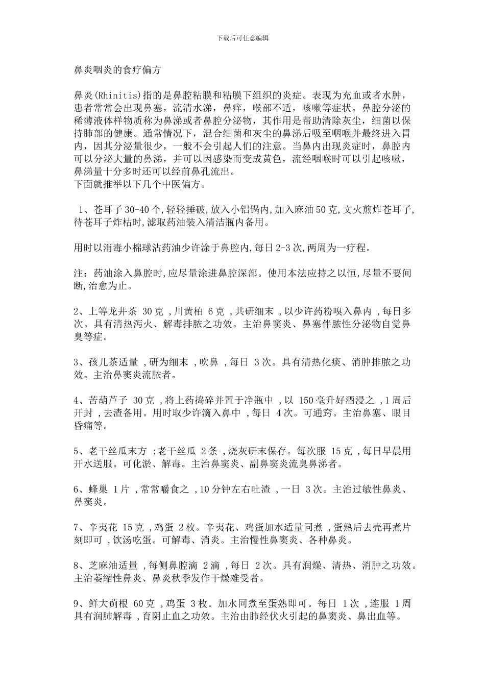 鼻炎咽炎的食疗偏方_第1页