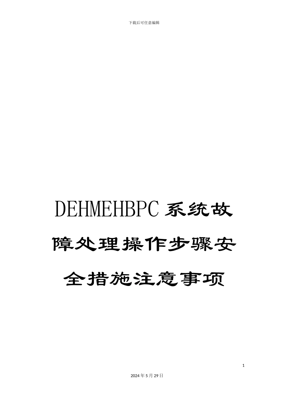 DEHMEHBPC系统故障处理操作步骤安全措施注意事项_第1页