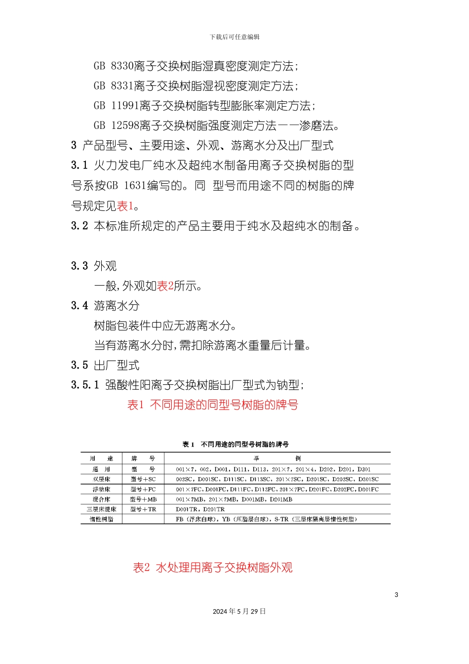 DL519-93火力发电交换树脂验收标准_第3页