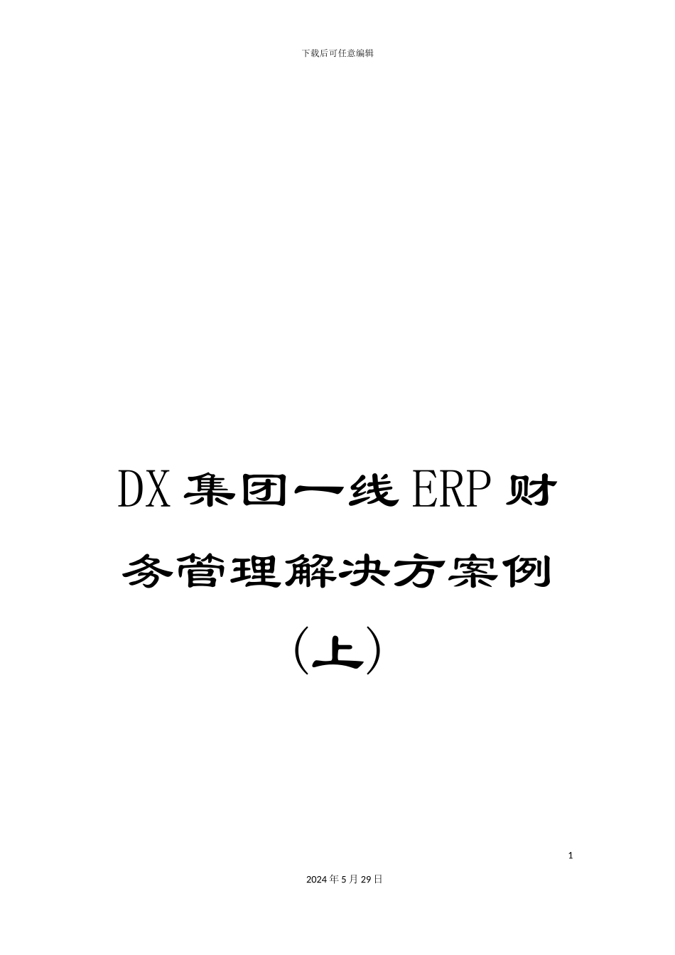 DX集团一线ERP财务管理解决方案例_第1页
