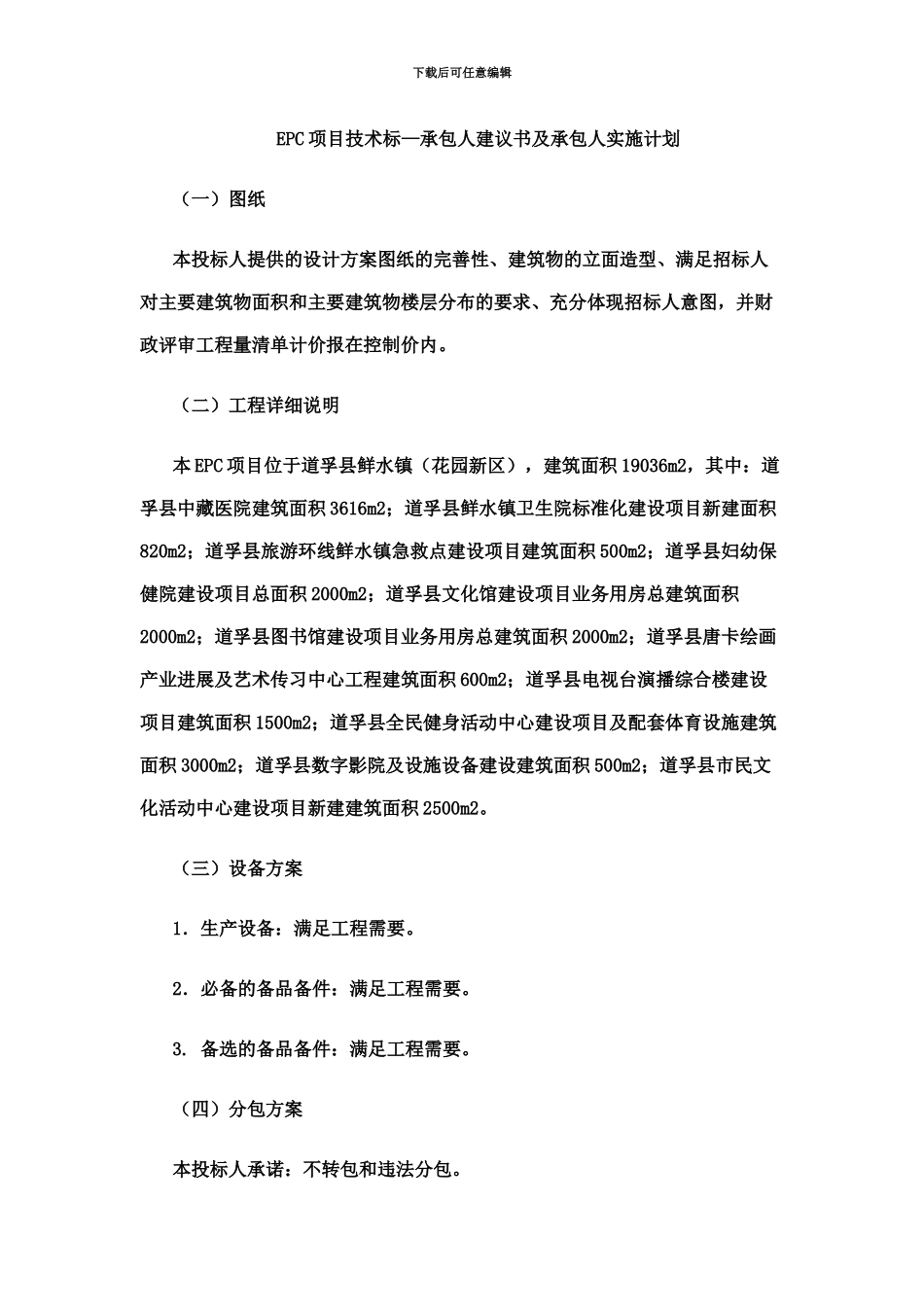 EPC项目技术标承包人建议书及承包人实施计划_第2页