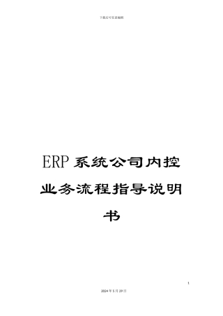 ERP系统公司内控业务流程指导说明书