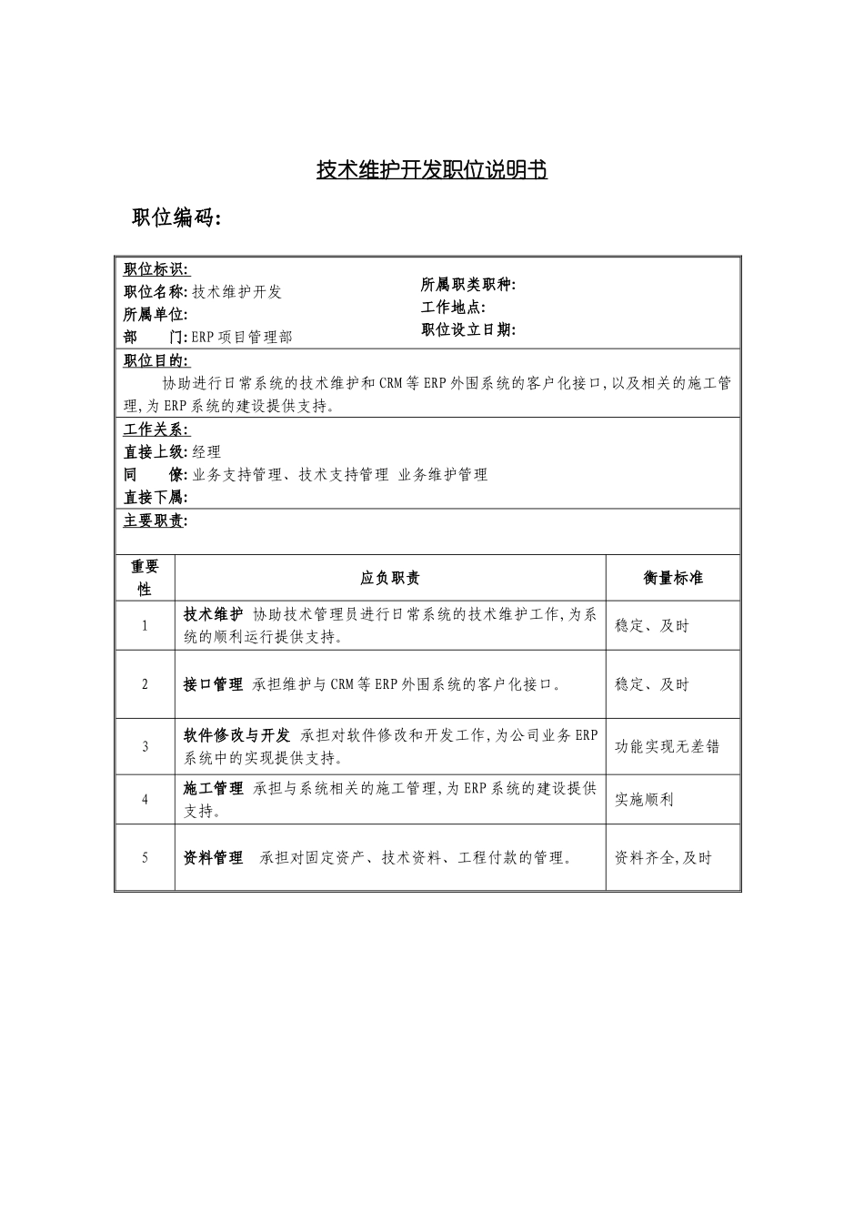 ERP项目管理部技术维护开发岗位职责_第3页