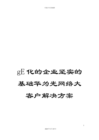 gE化的企业坚实的基础华为光网络大客户解决方案