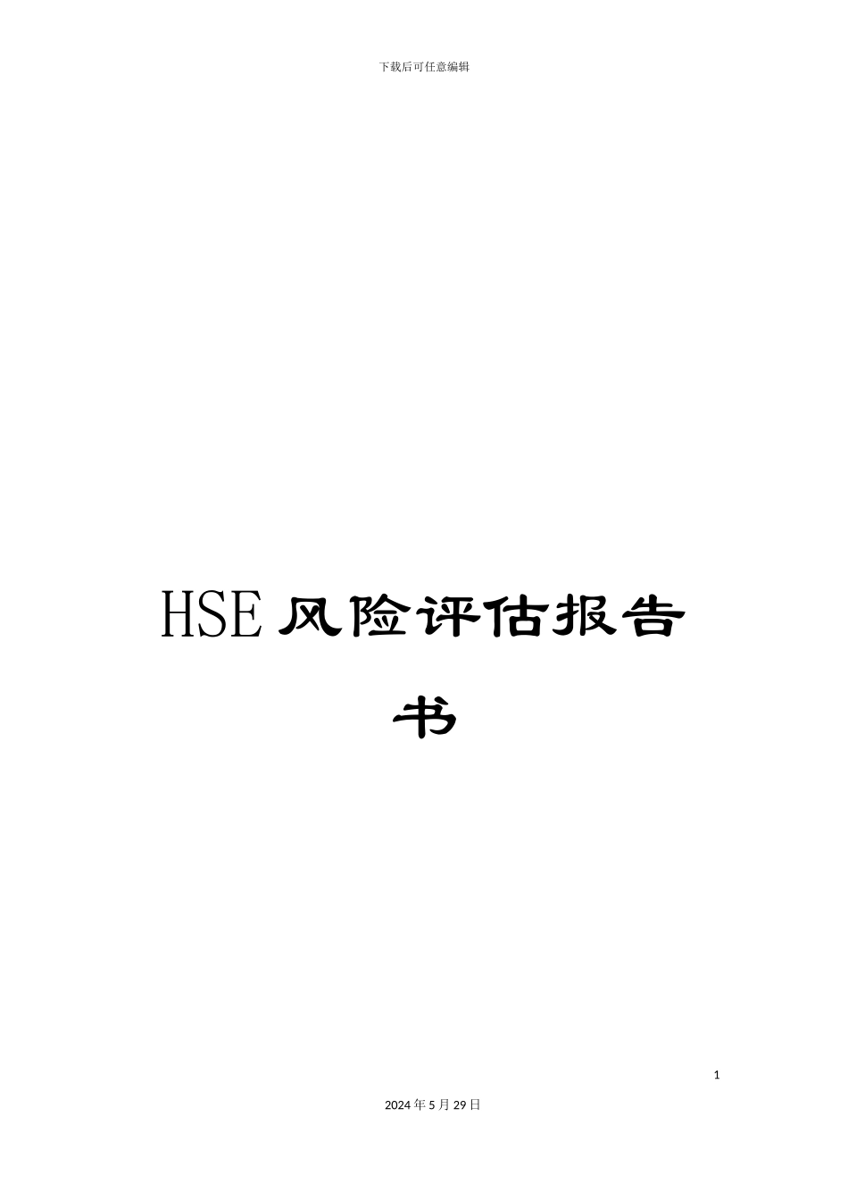 HSE风险评估报告书_第1页