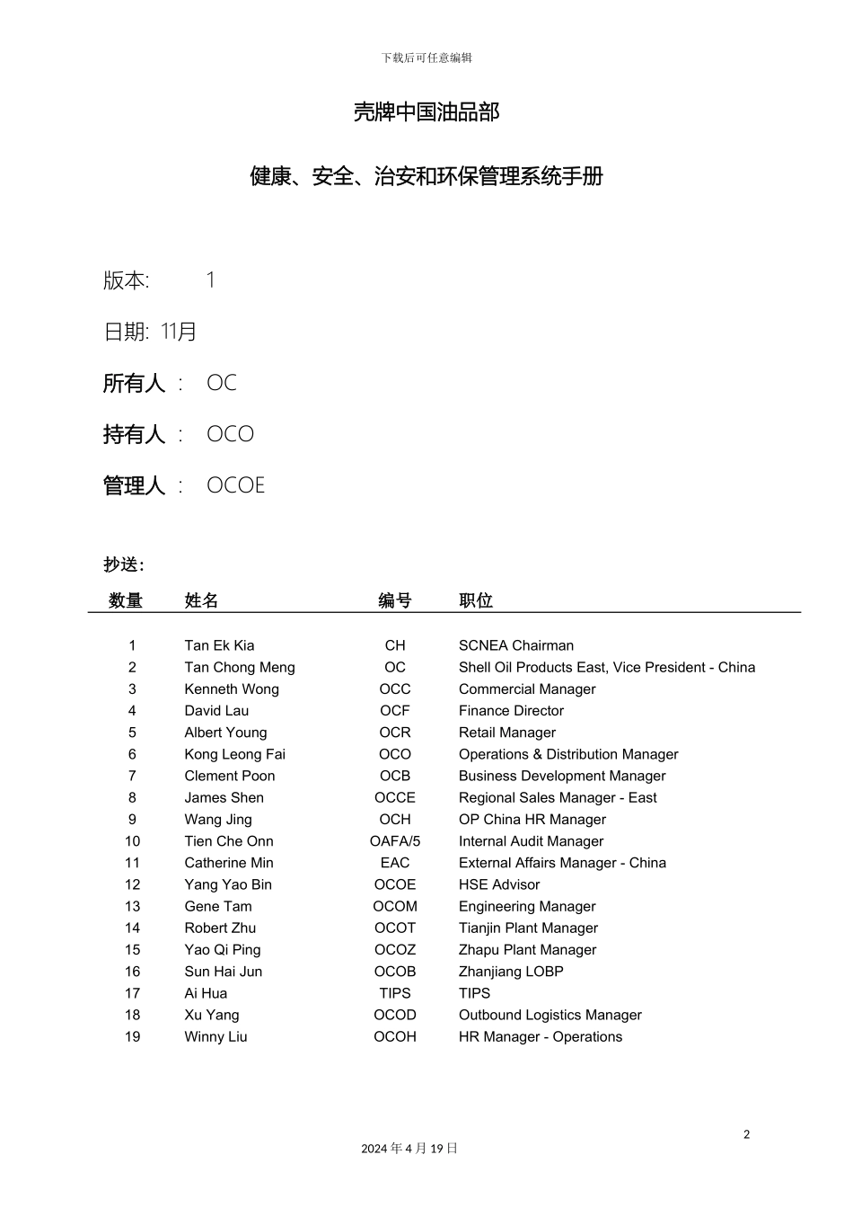 HSSE管理手册典范以壳牌中国油品部为例_第2页