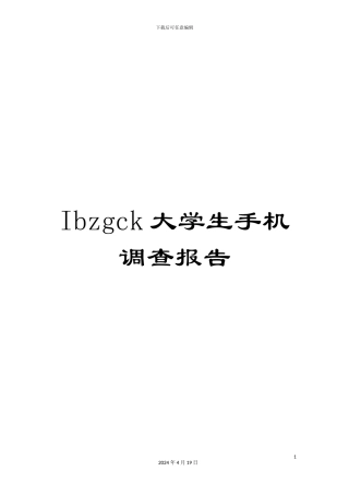 Ibzgck大学生手机调查报告