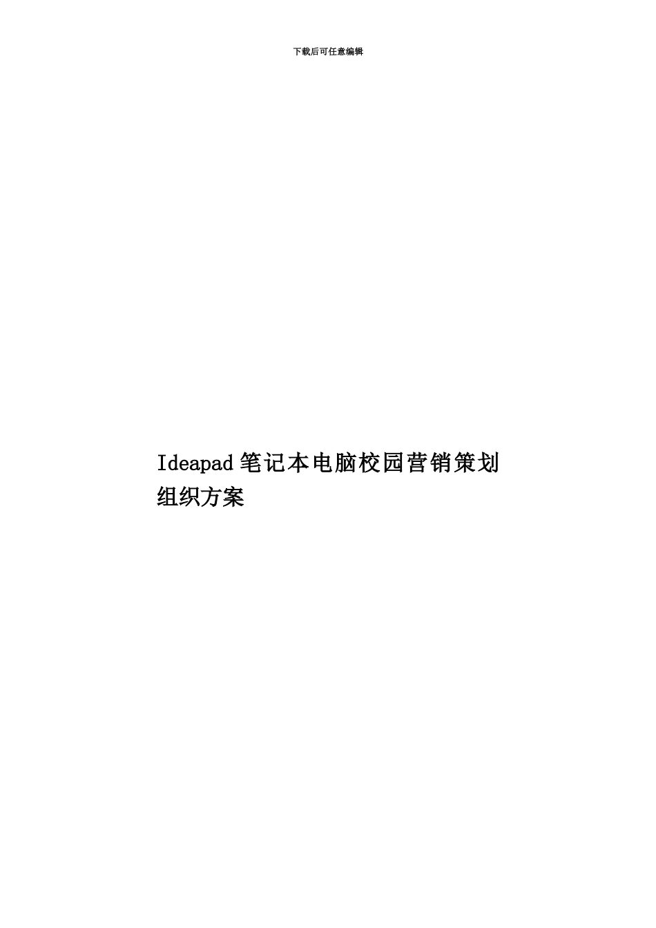 Ideapad笔记本电脑校园营销策划组织方案_第1页